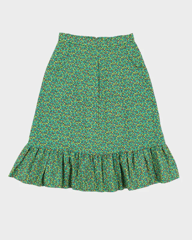 Green Floral Patterned Skirt - S