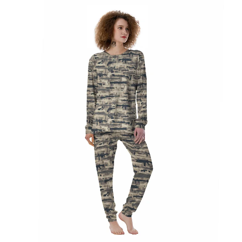 Military Gun Air Force Camo Print Women's Pajamas