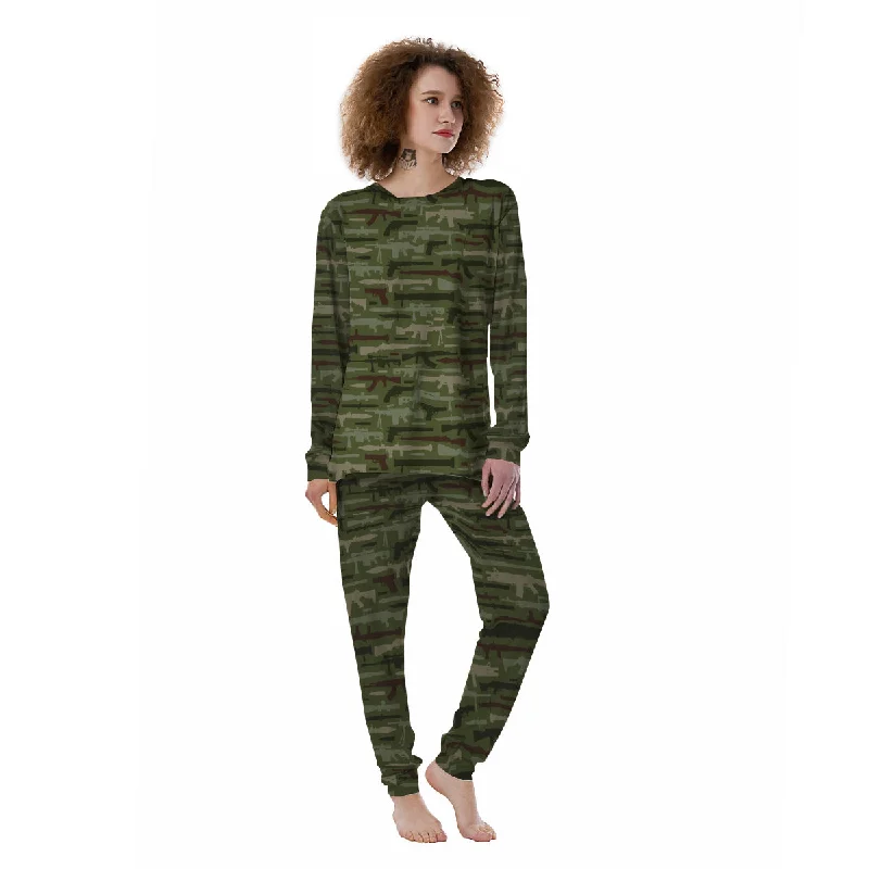 Military Gun Camo Print Women's Pajamas