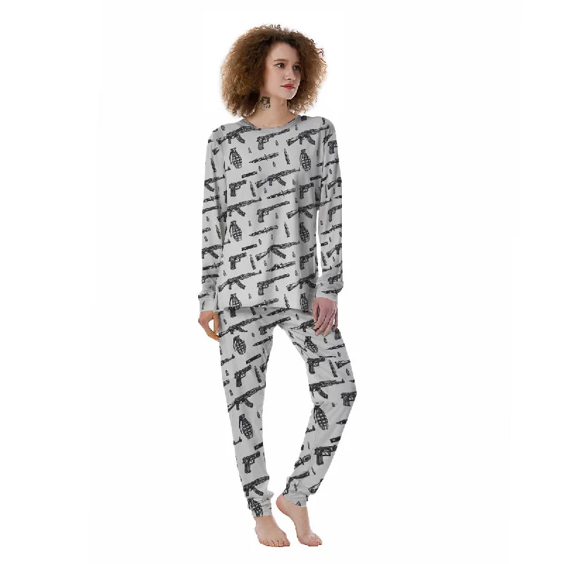 Military Weapon Vintage Print Pattern Women's Pajamas