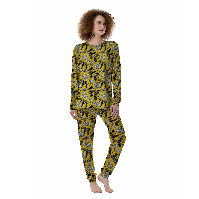 Money And Weapon Vintage Print Pattern Women's Pajamas