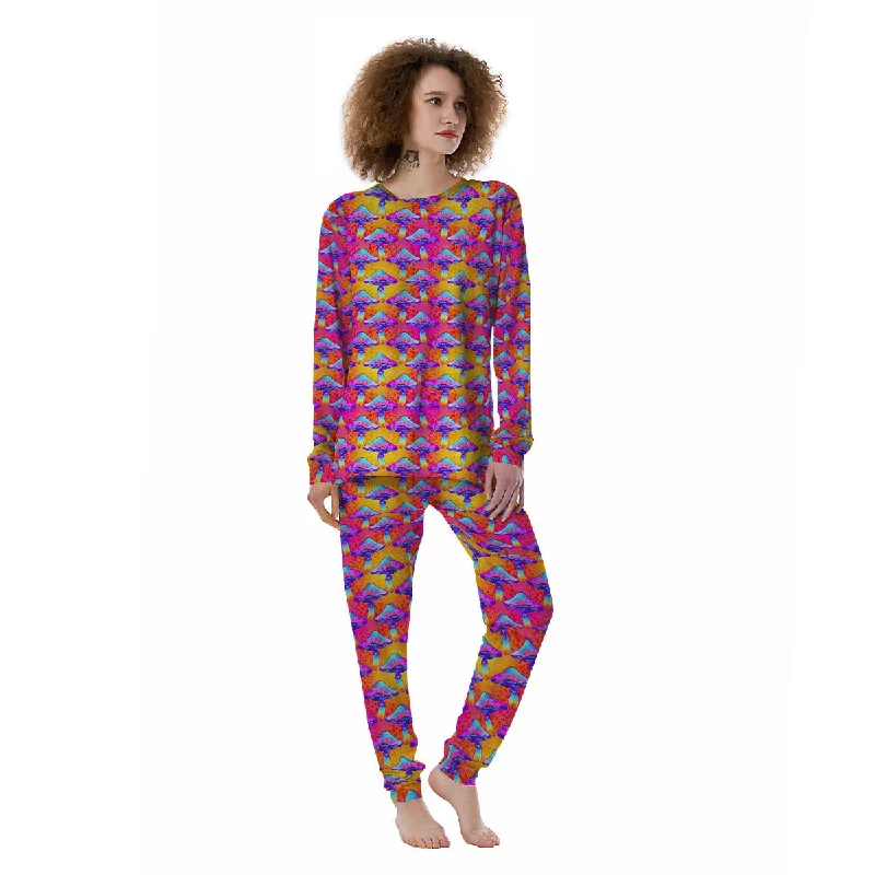 Mushroom Psychedelic Hippie Print Pattern Women's Pajamas