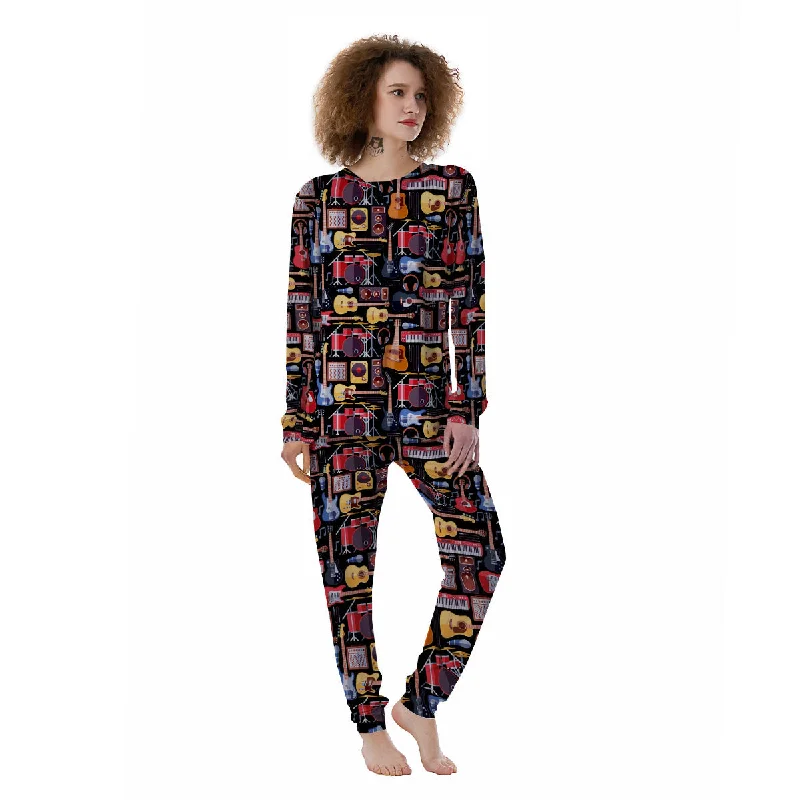 Music Instruments Print Pattern Women's Pajamas