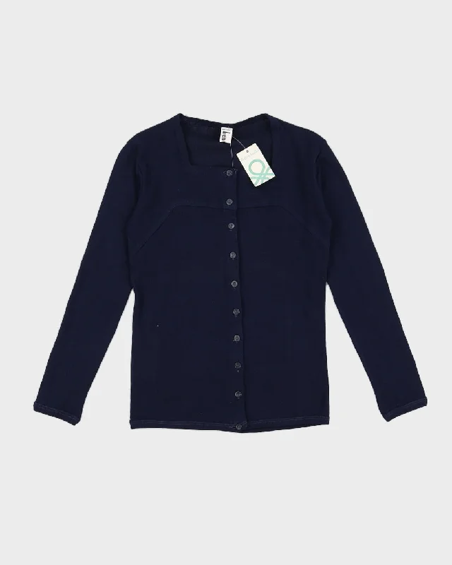 Vintage 70s Benetton Navy Button Down Top - M/L