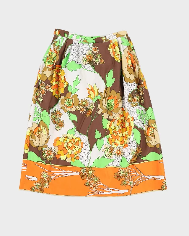 Vintage 70s Handmade Floral Skirt - XS