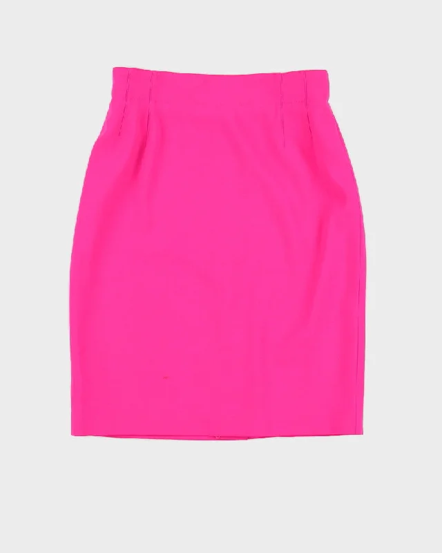 Vintage 90s Escada Hot Pink Wool Skirt - S/M