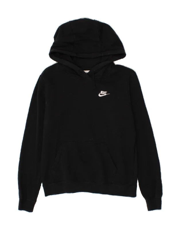 NIKE Womens Oversized Hoodie Jumper UK 10 Small Black Cotton