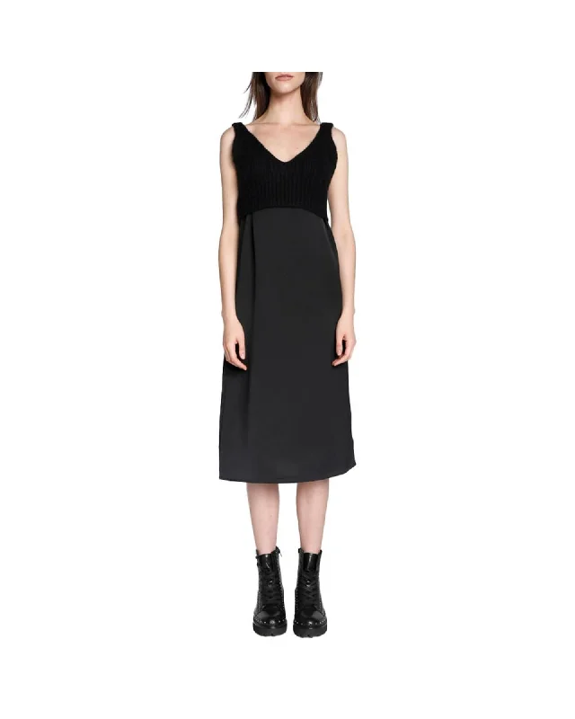 PINKO  Womens Knitted Midi Dress Black