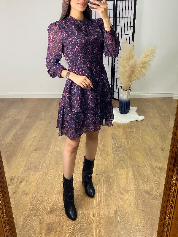 Milburn Paisley Print Tiered Hem Dress