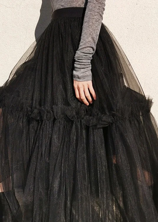 Plus Size Classy Black fashion tulle Skirts Spring