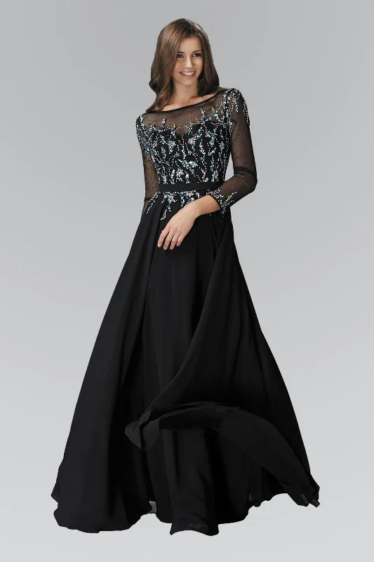 Prom Long Sleeve Chiffon Dress Formal