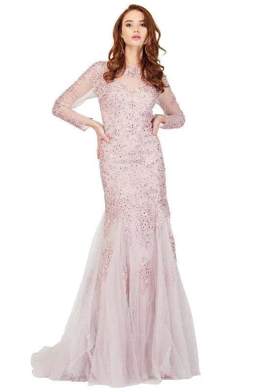 Cecilia Couture - 1854 Beaded Lace Trumpet Evening Gown