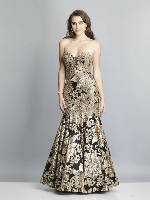 Dave & Johnny - A6768 Sleeveless Beaded Lace Trumpet Evening Gown