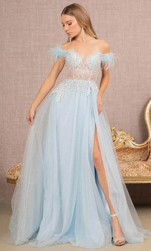 GLS by Gloria GL3135 - Feathered Off-Shoulder Ballgown