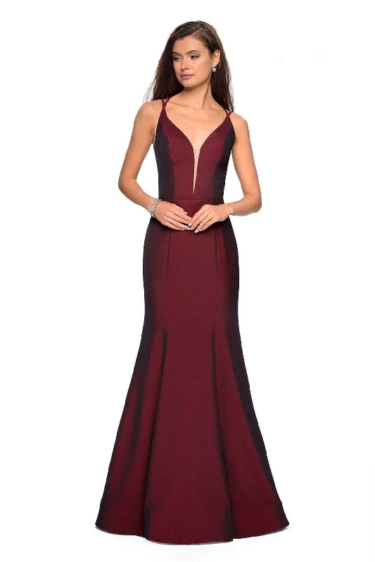 La Femme - 27446 Long Strappy Back Trumpet Gown