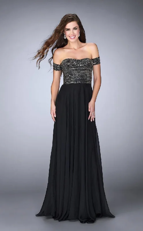 La Femme - 23644 Opulent Off-Shoulder Beaded Long Evening Gown