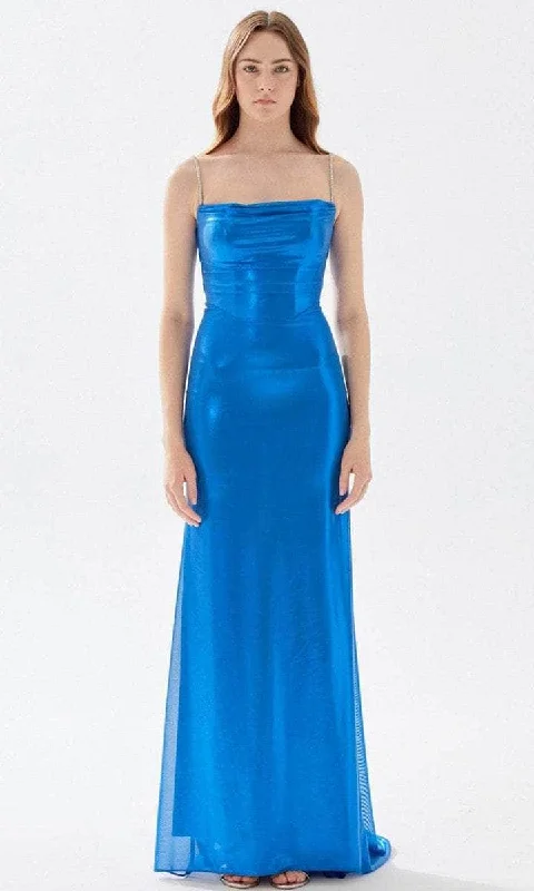 Tarik Ediz - Straight Across Ruched Prom Gown 52057