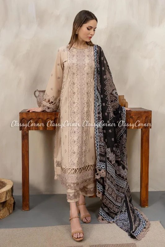 Beige Lawn Salwar Kameez