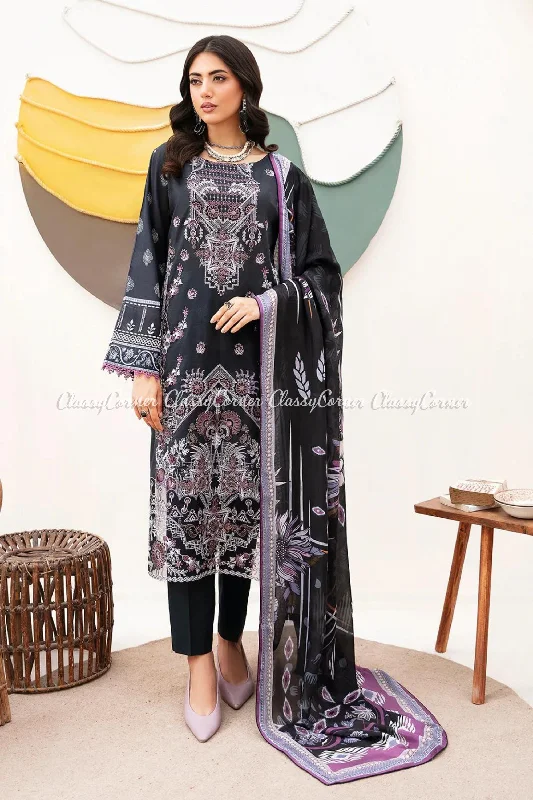 Black Pakistani Lawn Salwar Kameez