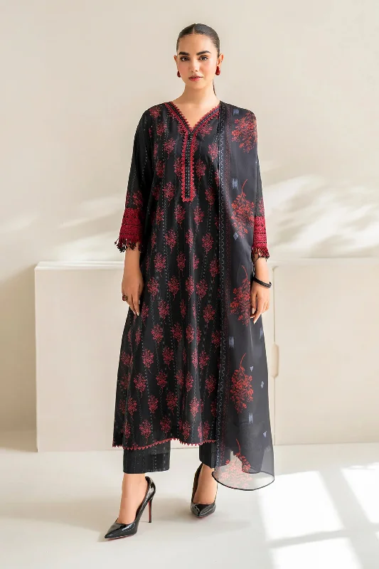 Black Red Pakistani 3PC Suit