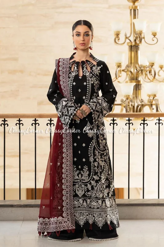 Black White Formal Wear Lawn Suit