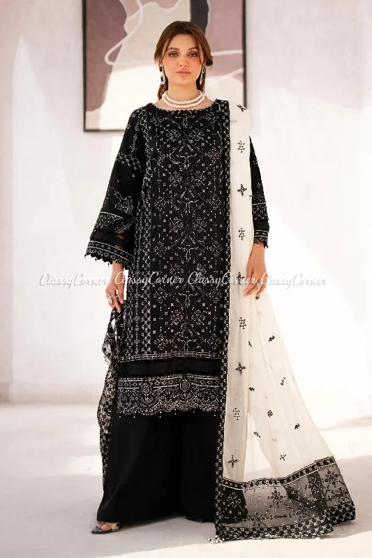 Black White Lawn Salwar Kameez