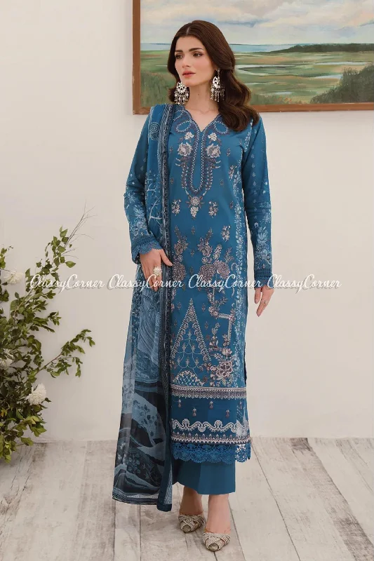 Blue Lawn Pakistani Salwar Kameez