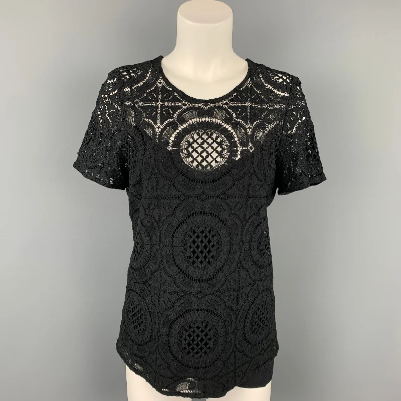 BURBERRY PRORSUM Size 10 Black Cotton / Nylon Dress Top