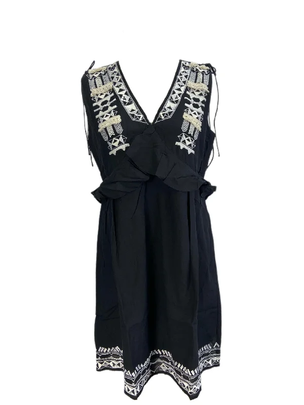 Catherine Malandrino Women's Black Beauty Open Market Embroidered Dress Sz M NWT