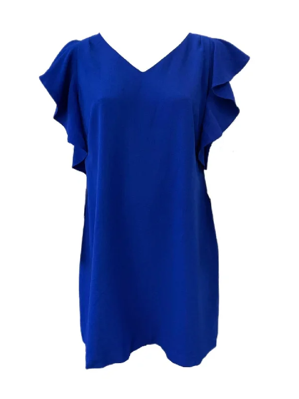 Chelsea28 Women's Blue Surf V- Neck Ruffle Sleeves Dress Size 20 NWT