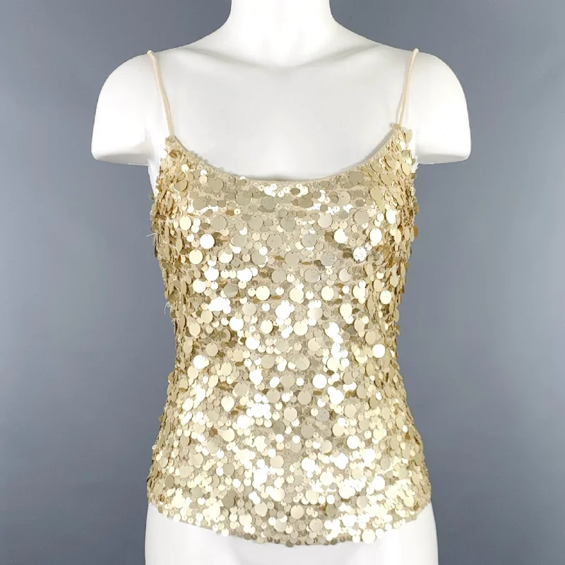 CITRINE Size M Gold Beige Rayon Payettes Camisole Dress Top