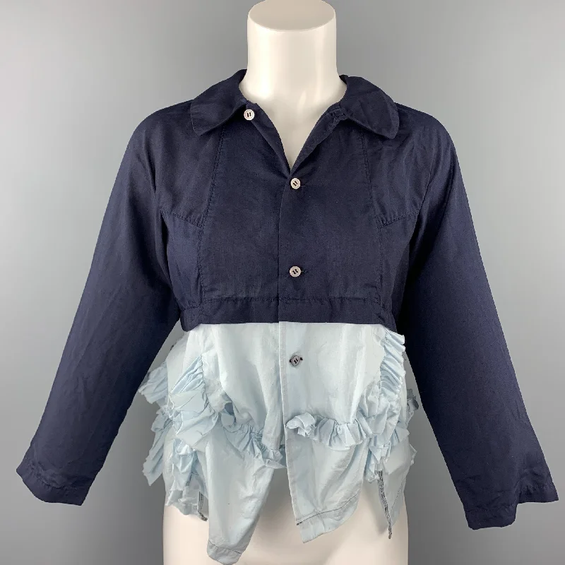 COMME des GARCONS Size XS Navy Cotton Blend Ruffled Dress Top