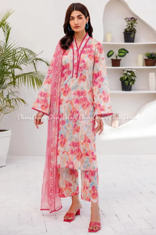 Coral Multi Formal Lawn Suit