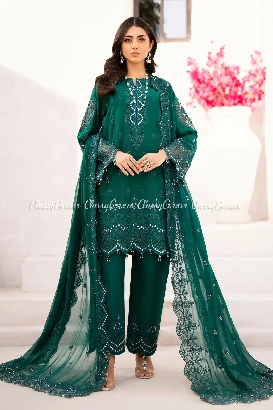 Dark Green Formal Wear Lawn Suit