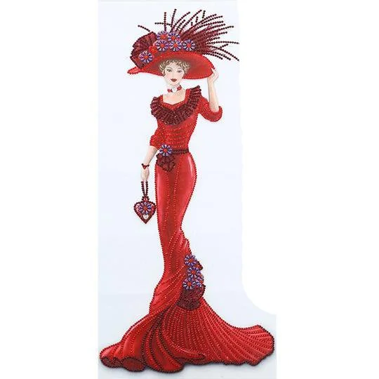 Diamond Painting - Crystal Rhinestone - Red Dress Lady (30*60cm)