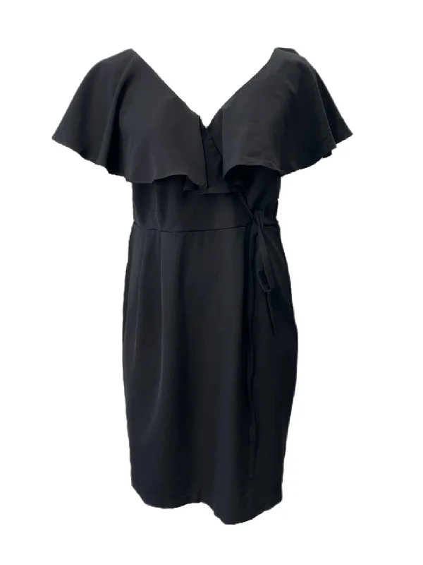 ELOQUII Women's Plus Black Ruffle Dress Size 16 NWT