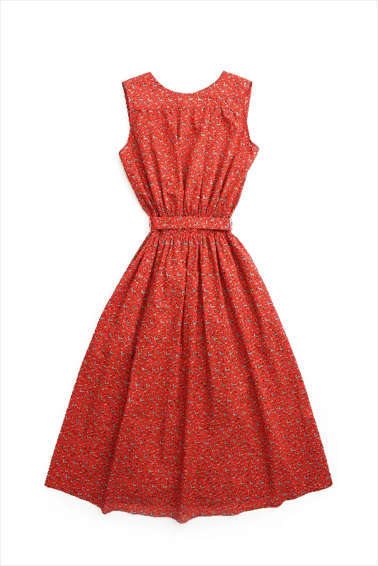 F&H Women's Bunny Sleeveless Smocked Dress Red