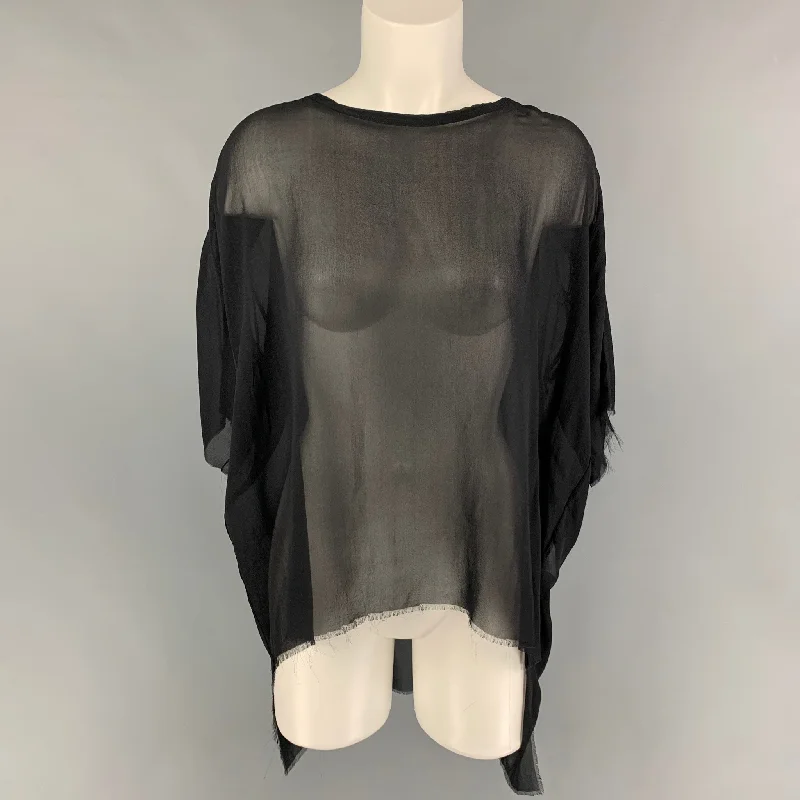 FAITH CONNEXION Size XS Black Silk See Through Dress Top