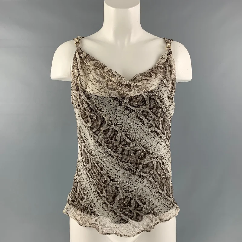 FERAUD Size 6 Gray Silk Snakeskin Camisole Dress Top