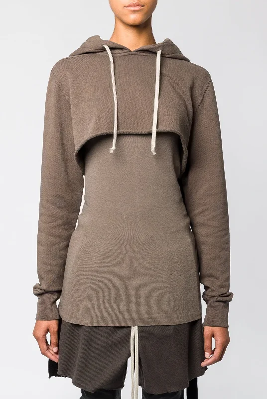 Rick Owens DRKSHDW Cropped Hoodie in Dust