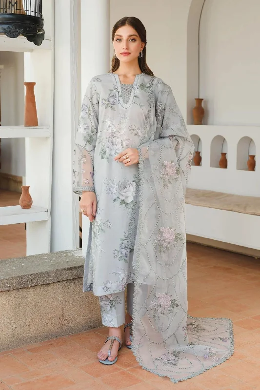 Grey 3pc Lawn Salwar Kameez