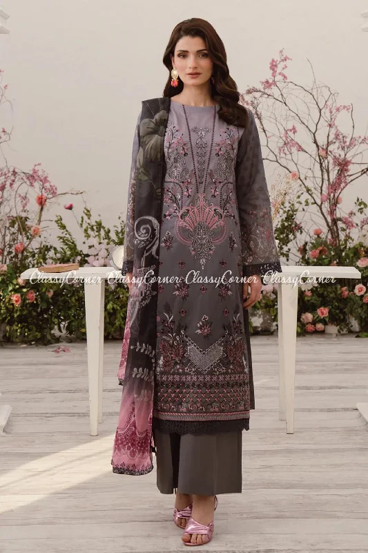 Grey Lawn Pakistani Suit