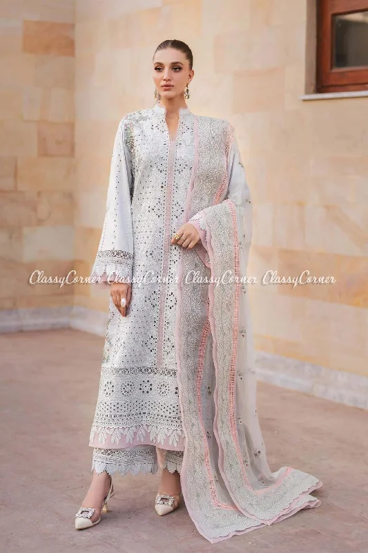 Grey Pink Lawn Salwar Kameez