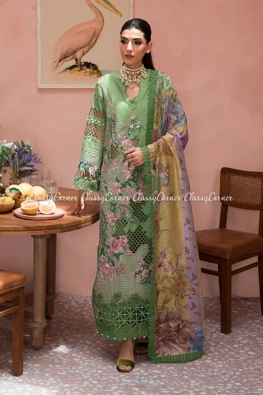 Guava Green Lawn Salwar Kameez