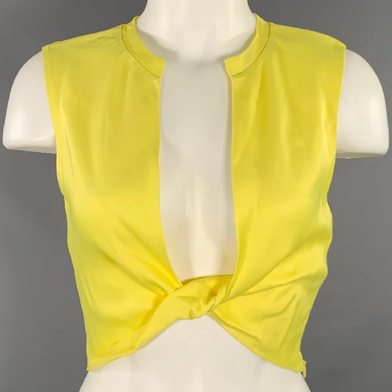 LAPOINTE Size 0 Yellow Neon Viscose Blend Side Zipper Dress Top