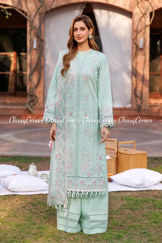 Light Blue Lawn Embroidered Pakistani Suit