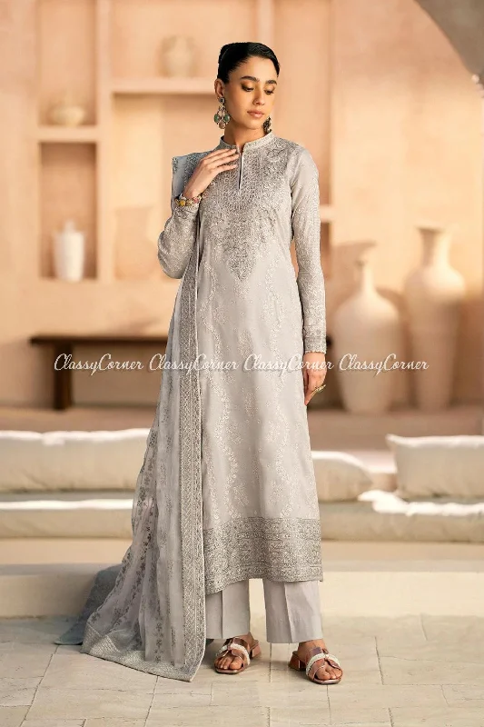 Light Grey Pakistani Lawn Suit