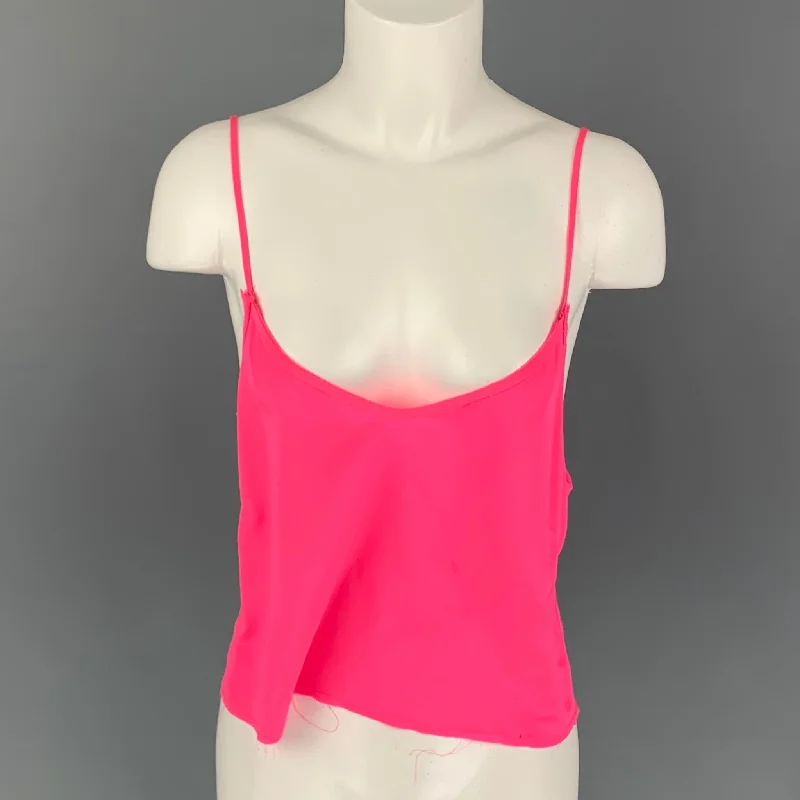 LOVESHACKFANCY Size S Pink Silk Solid Slip Dress Top