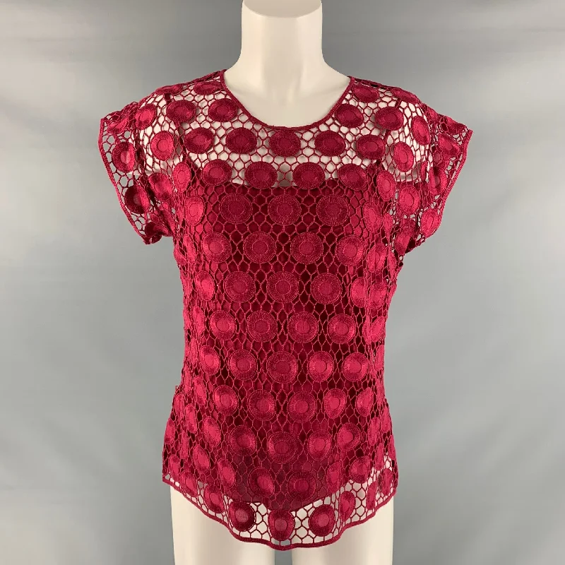 MARC JACOBS Size 2 Raspberry Cotton Eyelet Sleeveless Dress Top