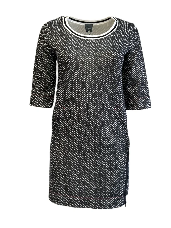 Marina Rinaldi Women's Black Odissea 3/4 Sleeve Jersey Dress Size S NWT